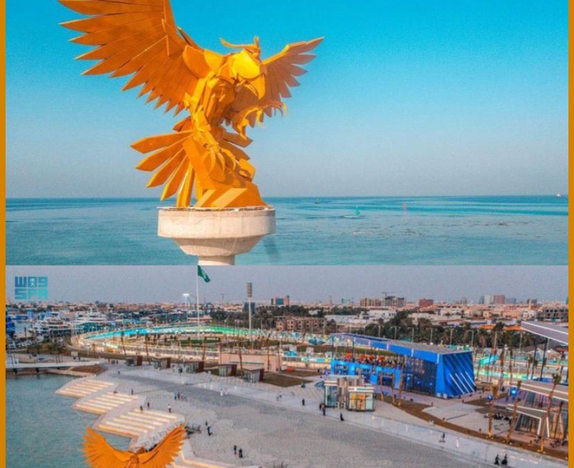 مجسم ” الصقر الذهبي ” يستقطب مرتادي سباق الفورمولا 1 في كورنيش جدة
