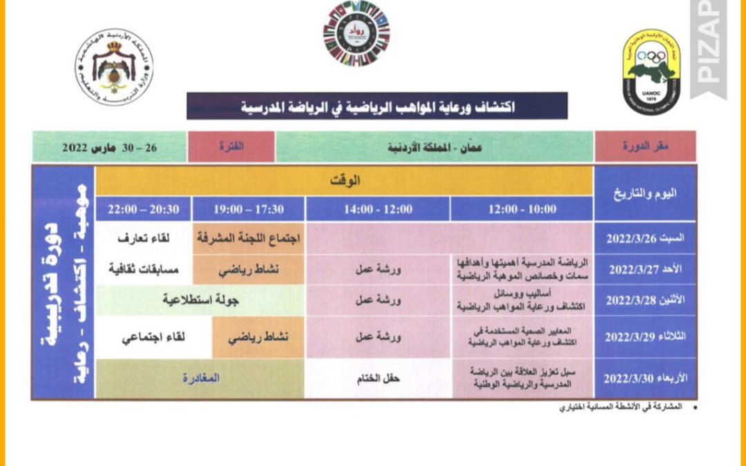 فعاليات الدورة التدريبية لاكتشاف المواهب الرياضية المدرسية
