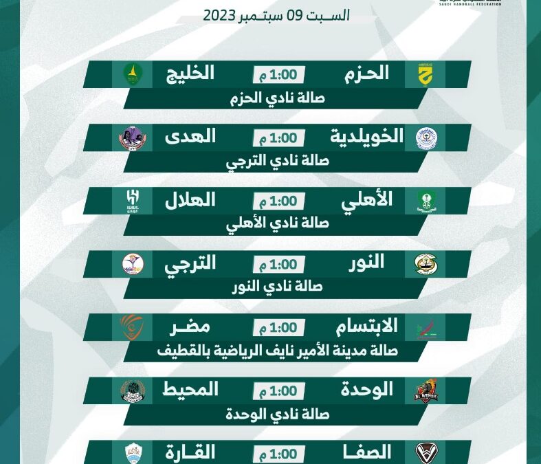 7 مباريات في ثالت جولات ممتاز شباب اليد